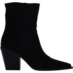 Corina Γυναικεία Μποτάκια Cowgirl Suede Μαύρα με Χοντρό Χαμηλό Τακούνι M6775