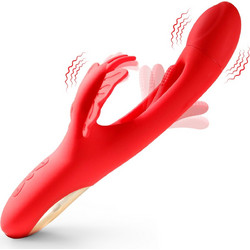B - Series Butterfly Dual Flicking Δονητής Rabbit 25.4cm Κόκκινος