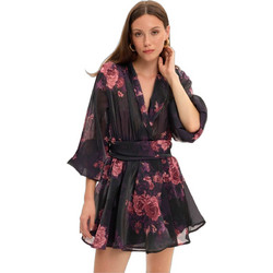 Ciel Concept Maya Μίνι Φούστα Υφασμάτινη Ψηλόμεση Floral Μαύρη Κόκκινη GRPREFALL14