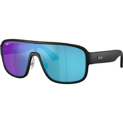 Ray-Ban RB2229 901SA1 Ανδρικά Γυαλιά Ηλίου Μάσκα Κοκάλινα Μαύρα με Μπλε Φακό