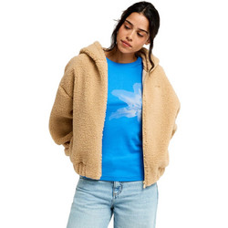 Roxy Γυναικεία Ζακέτα Fleece Μακριά με Κουκούλα και Φερμουάρ Μπεζ ERJPF03269-TGJ0