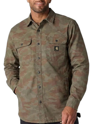 Carhartt Ανδρικό Πουκάμισο Βαμβακερό Μακρυμάνικο Κανονική Γραμμή Overshirt Χακί 105419-GP5
