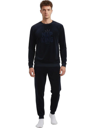 Dreams Χειμωνιάτικες Ανδρικές Πιτζάμες Βελουτέ Navy Μπλε 2678100