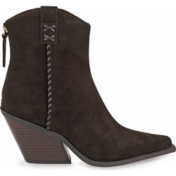 Exe Γυναικεία Μποτάκια Cowgirl Suede Σοκολατί με Χοντρό Χαμηλό Τακούνι X37002334-504