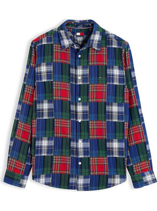 Tommy Jeans Ανδρικό Πουκάμισο Βαμβακερό Μακρυμάνικο Κανονική Γραμμή Overshirt Navy Μπλε Πράσινο DM0DM23511-0M5