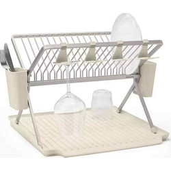 Brabantia Στεγνωτήριο Πιάτων Νεροχύτη Διώροφος Πτυσσόμενος Μεταλλικό Μπεζ 42x33x51cm