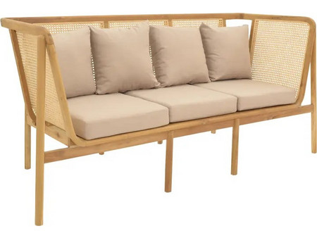 Pakoworld Jenta Τριθέσιος Καναπές Βελούδινος Μπεζ 203x67x92cm 336-000041
