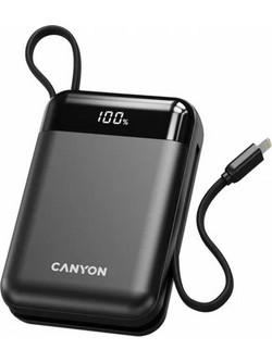 Canyon OnPower 204 Power Bank 20000mAh 22.5W με Ενσωματωμένο Καλώδιο USB-C Quick Charge 3.0 & Power Delivery Black