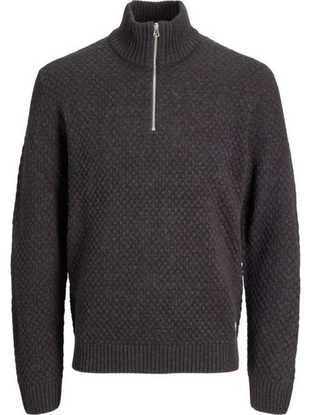 Jack & Jones Ανδρικό Πουλόβερ με Φερμουάρ Ανθρακί 12299097