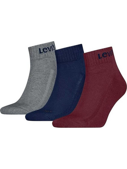 Levi's Ανδρικές Κάλτσες Κοντές Γκρι Μπορντό Navy Μπλε 3Pack 701239474