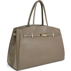Passaggio Leather Γυναικεία Τσάντα Χειρός Δερμάτινη Γκρι 5089-KR-10