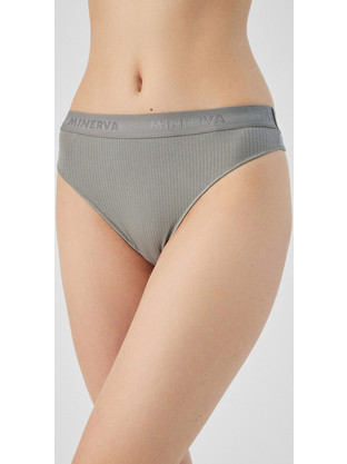 Minerva Cozy Modal Ψηλόμεσο Γυναικείο String Γκρι 90-81706-341
