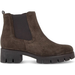 Gabor Γυναικεία Μποτάκια Chelsea Suede Σοκολατί με Χοντρό Χαμηλό Τακούνι 31710-002