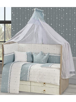 Dimcol Bebe Stars 16 Σετ Κούνιας White/Light Blue 9τμχ