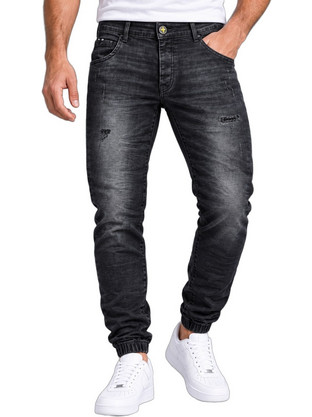 Damaged Jeans Ανδρικό Τζιν Παντελόνι Ελαστικό Slim Εφαρμογή Μαύρο ZR11X