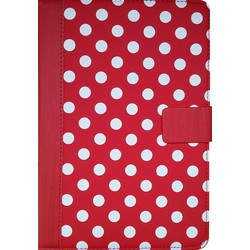 Δερμάτινη Θήκη Follo With Stand for Tablet 7-8 inch Κόκκινη Με Λευκές Βούλες (OEM)