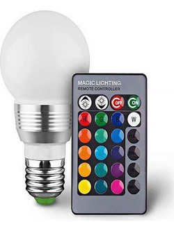 Βιδωτή LED Λάμπα 3W/E27 με Χειριστήριο Που Αλλάζει Χρώματα