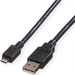 Καλώδιο USB-A male σε Micro USB male Roline - 0.8m - Μαύρο 11.02.8754