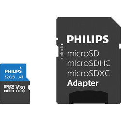 Philips microSDHC 32GB Class 10 U3 V30 UHS-I + Adapter