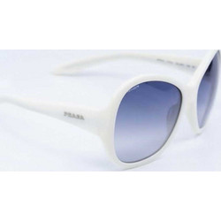 Prada SPR 20L 7S33M1 Γυναικεία Γυαλιά Ηλίου Oversized Κοκάλινα Λευκά με Μπλε Polarized Φακό