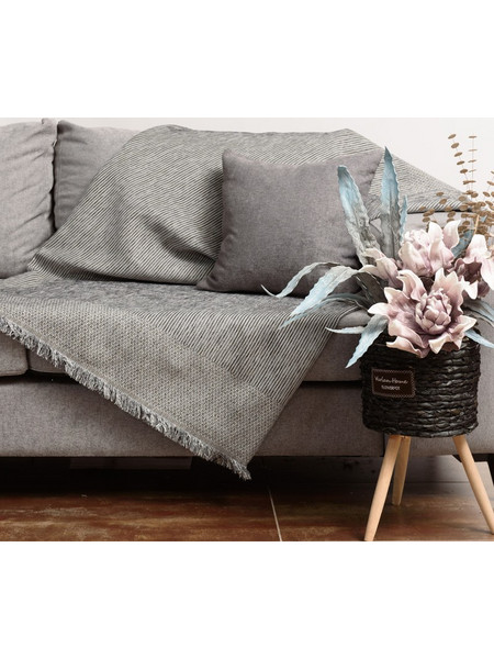 Ριχτάρι Τριθέσιου Καναπέ Γκρι Stripe 180x300εκ