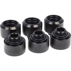ALPHACOOL ICICLES 16MM HARDTUBE FITTING G1 / 4, SCREW SET FOR ACRYLIC PIPES, BRASS TUBES COMPRESSION FITTING MESSING BLACK, PLEXI FOR TUBES BRASS, 6 PIECES