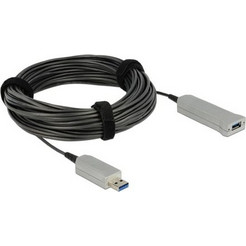 Delock Active Optical Cable USB 3.0-A Male To USB 3.0-A Female, 20m, Silver/Black (83739)