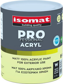 Isomat Professional Acryl Ακρυλικό Χρώμα Εξωτερικού Χώρου Λευκό 0.75lt
