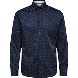 Selected Ανδρικό Πουκάμισο Βαμβακερό Μακρυμάνικο Slim Fit Navy Μπλε 16077346