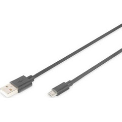 Digitus USB 2.0 Connection Cable, Type A To Micro B St/St, 1m, Black (AK-300110-010-S)