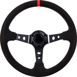 Autoline Τιμόνι Βαθύ SUEDE Βαθύκωνο 35 cm - ΜΑΥΡΟ/ΚΟΚΚΙΝΟ