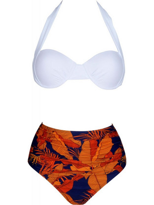 Gsecret Bikini Set με Ενίσχυση Floral Λευκό Πορτοκαλί C924-18420