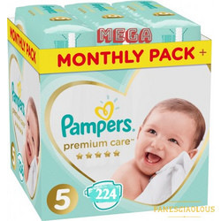 Pampers Premium Care Monthly Pack Πάνες No5 11-16kg 224τμχ
