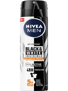 Nivea Black & White Invisible Ultimate Impact Ανδρικό Αποσμητικό Spray 48h 150ml