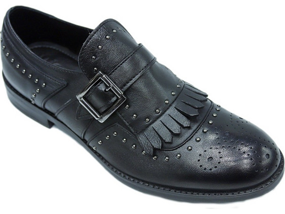 WOW FONDO PARIGI RIPORTO SHOES MONTONE SHOES LEATHER BLACK