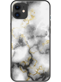 Θήκη Agate Stone - Black And White iPhone 11 Black TPU (Μαύρη Σιλικόνη)