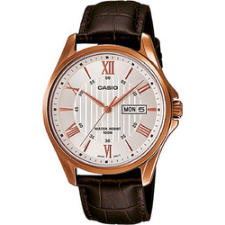 Casio Ανδρικό Ρολόι με Καφέ Δερμάτινο Λουράκι MTP-1384L-7AV