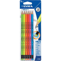 Lyra Μολύβι Neon Με Γόμα HB 6Τμχ (0013000)