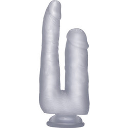Shots RealRock Cock Διπλό Dildo με Βεντούζα 22.5cm Clear