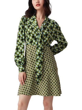 Diane Von Furstenberg Alcina Mini Καθημερινό Φόρεμα Πράσινο DVFDL3Q018MSTGK-B2368