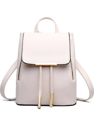 Γυναικεία Τσάντα Σακίδιο Πλάτης Backpack, με μαγνητικό κούμπωμα, διακοσμητικά χρυσά φερμουάρ και ρυθμιζόμενους ιμάντες, σε Μπεζ Χρώμα - Aria Trade