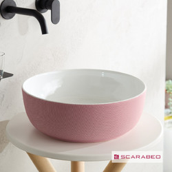 Scarabeo Glam Επικαθήμενος Νιπτήρας Μπάνιου Στρογγυλός Πορσελάνης 39x14cm Ροζ 502-1807-SER