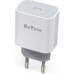 Detech Φορτιστής Χωρίς Καλώδιο με Θύρα USB-C Power Delivery White DE-30