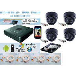 Καταγραφικό DVR AHD δικτυακό 4 Channel πακέτο με 4 κάμερες αδιάβροχες dome οροφής AHD 1.3 megapixel νυχτερινής λήψης με 36 LED και 500GB HDD SATA + 4 καλώδια 10 μέτρα