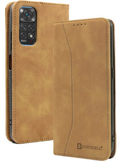 Bodycell Pu Leather Book Brown (Xiaomi Redmi Note 11 / 11S)