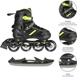 Nils Extreme Inline Αυξομειούμενα Rollers Παιδικά Μαύρα Πράσινα NH11912