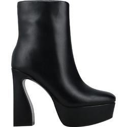 Nine West Γυναικεία Μποτάκια Αστραγάλου Δερμάτινα Μαύρα με Χοντρό Πολύ Ψηλό Τακούνι Klinda3