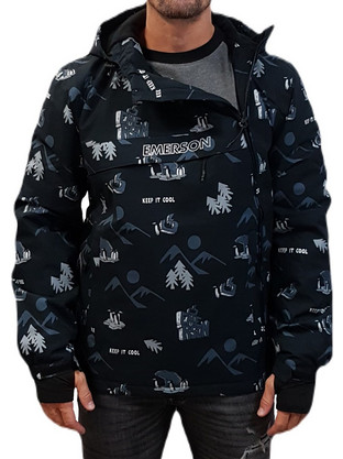 Emerson Ανδρικό Μπουφάν Χειμωνιάτικο Pullover Αντιανεμικό Μαύρο 222.EM10.63-PR306