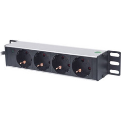 INT 714020 10" POWER STRIP 4 SOCKETS GERMAN TYPE WITH LED INDICATOR BLACK