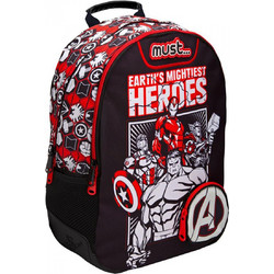 Must Glow In The Dark Avengers Heroes Σχολική Τσάντα Πλάτης Δημοτικού Μαύρη Κόκκινη 000500979